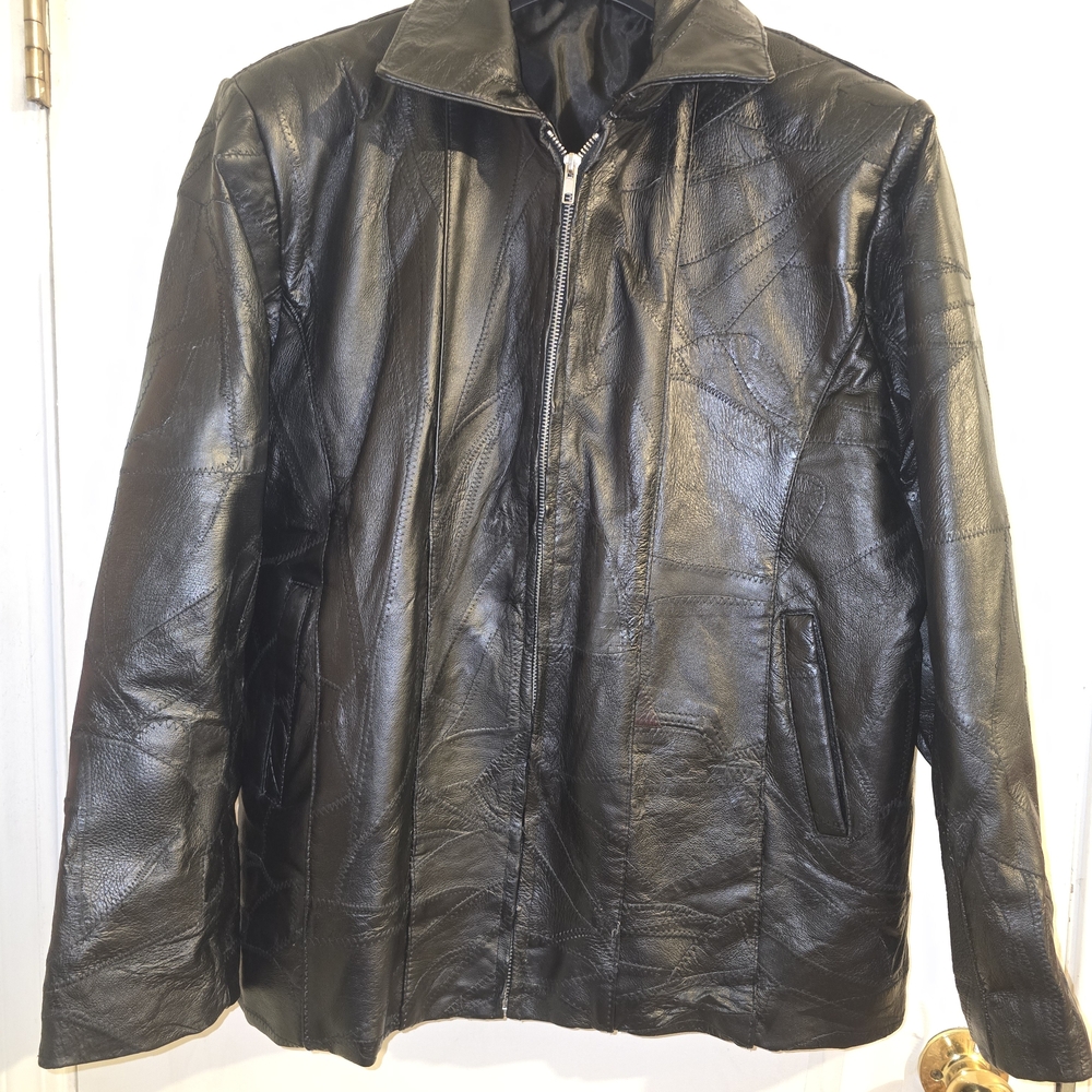 Black Leather Jacket 23 Ptp 27 L